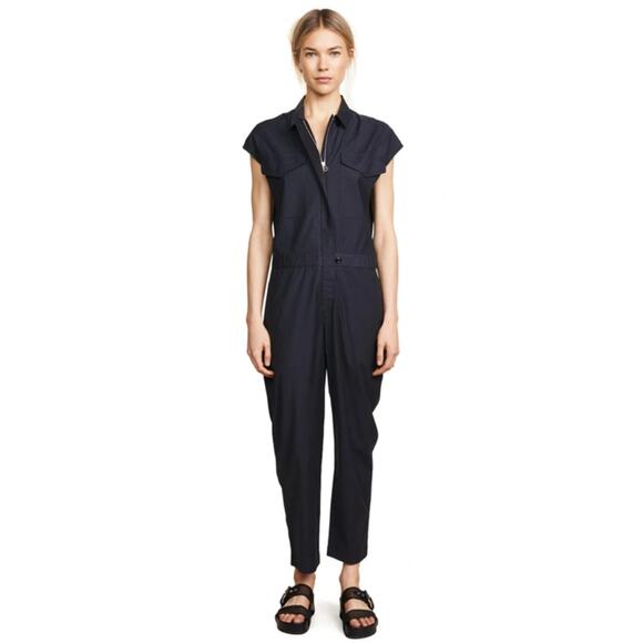 Rag & Bone Reed Black Utility Cap Sleeve Jumpsuit NEW Size 2 - Picture 1 of 9